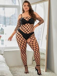 OS 121 PLUS SIZE BLACK BODYSTOCKING FITS 14 TO 22