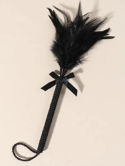 A black feather duster