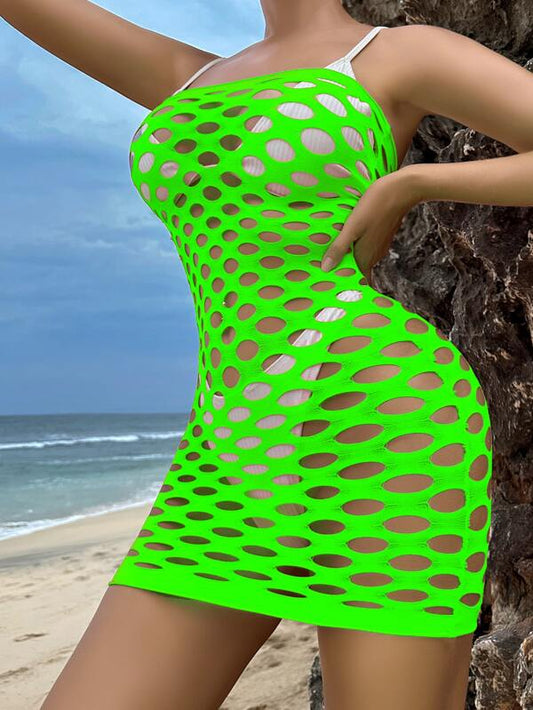 OS 117 ONE SIZE FITS 6 TO 12 LIME GREEN SLIT DRESS.