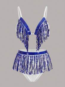 SIZE XS BLUE SEQUIN STRIPPER COSSY